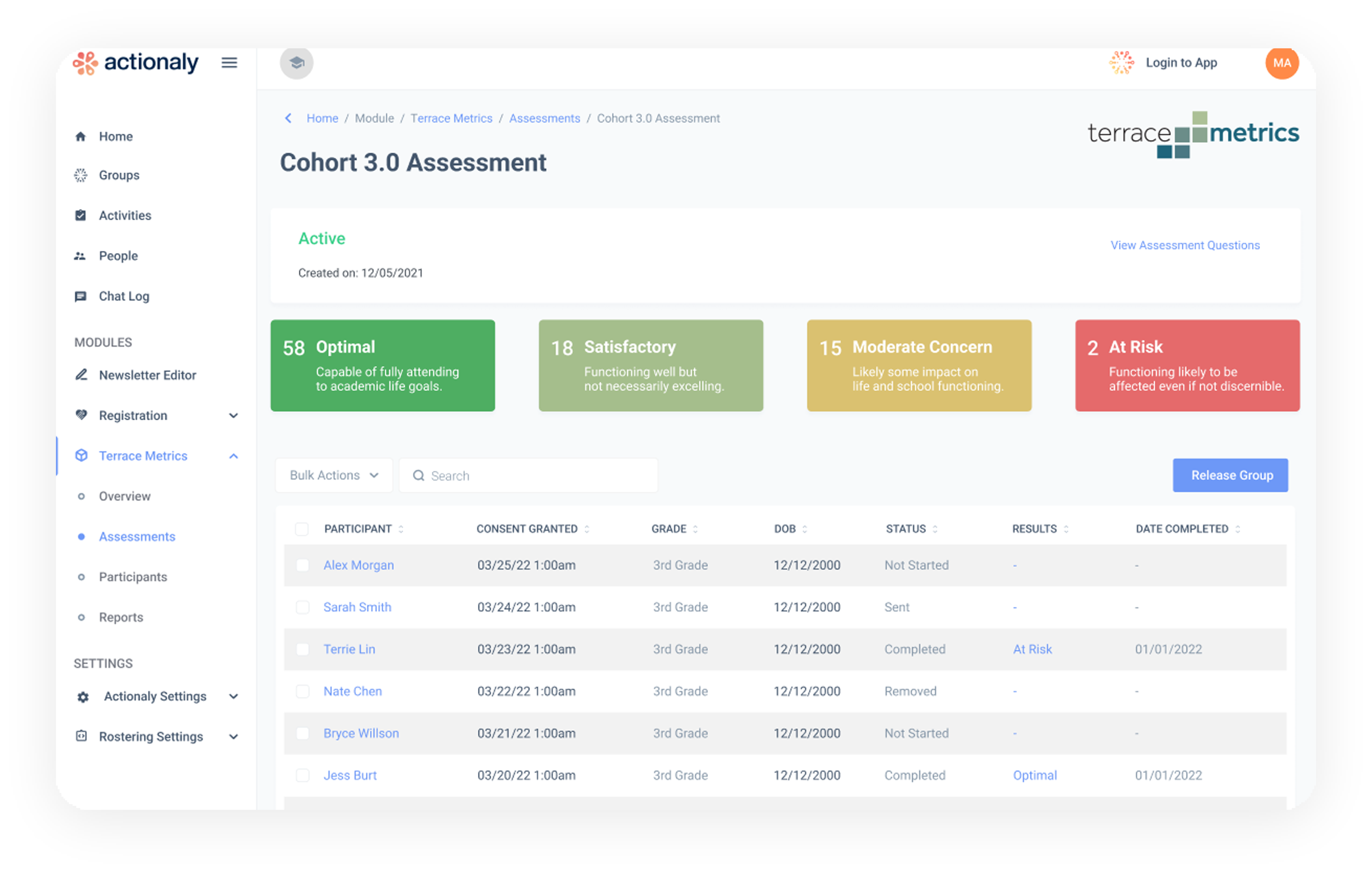Terrace Metrics platform screenshot